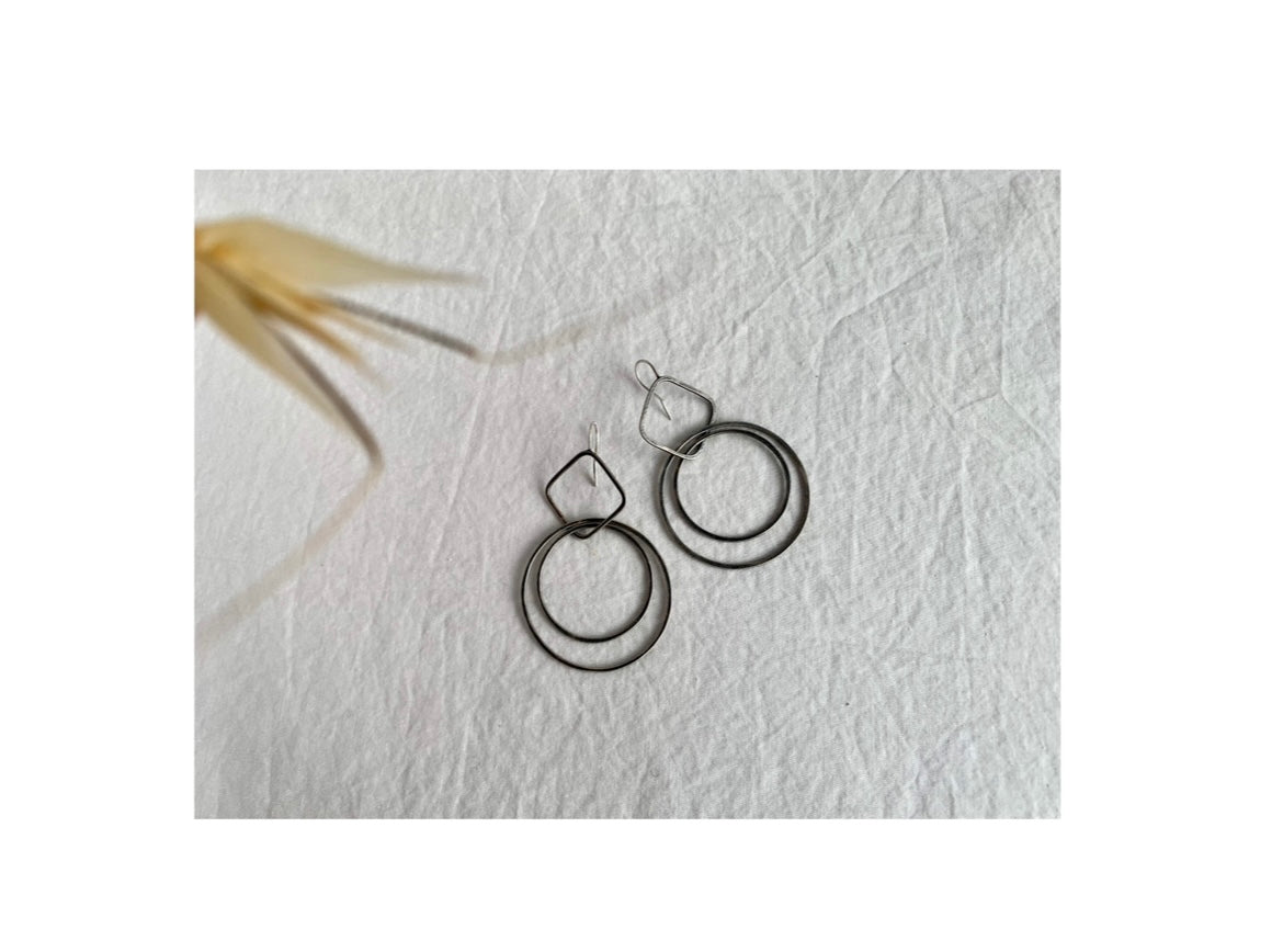 Oxidised Orbit Hoops Earrings